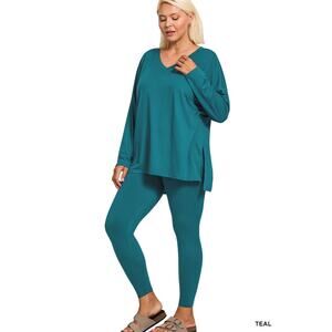 Zenana BRUSHED DTY MICROFIBER LOUNGEWEAR SET